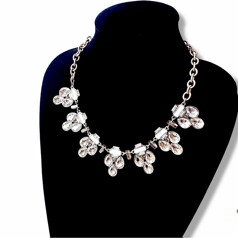 Neiman Marcus Silver and Clear Crystal Necklace